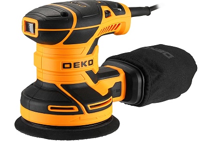 Эксцентриковая сетевая шлифмашина Deko DKG400-125 с набором кругов 36 шт 085-1100