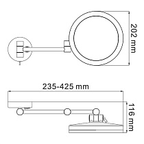 Зеркало косметическое WasserKRAFT K-1004BLACK увеличительное, черный