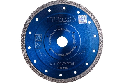Диск алмазный отрезной Турбо Ультратонкий Х-тип (200х25.4/22.23 мм) Hilberg HM405