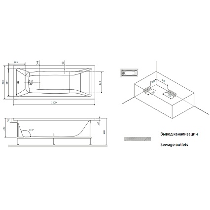 Акриловая ванна Am.Pm Gem W93A-150-070W-A 150x70 см