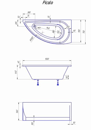 Акриловая ванна 1MarKa Piccolo 150x75 L