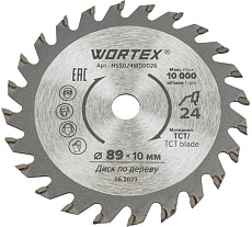 Диск пильный HS S024 W 89x10 мм, 24 зуба Wortex HSS024W00026