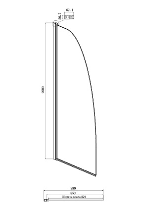Душевая перегородка Ambassador Walk-In 90x200 15031131 профиль хром