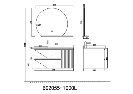 Мебель для ванной Orans BC-2055-1000L 100 см Matt Deep