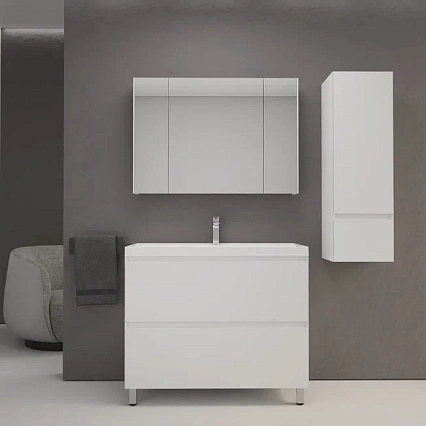 Мебель для ванной Style Line Манхэттен 100 см напольная, белый матовый
