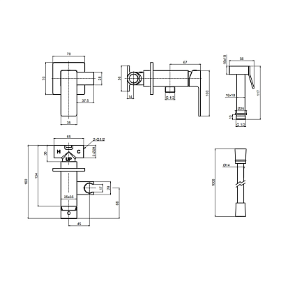 Смеситель с гигиеническим душем AQUAme Savona AQM6817BG золото шлифованное
