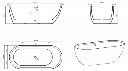 Акриловая ванна BelBagno BB203 180x82 белый