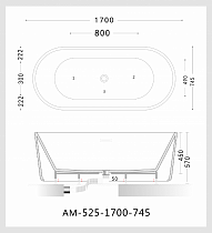 Акриловая ванна Art&Max AM-525-1700-745 170x74.5