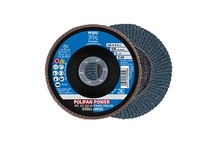 Круг шлифовальный лепестковый PFC 125 Z60 SG POWER STEELOX PFERD 67786125