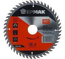 Диск пильный по дереву 180x30х20х16 мм, Z48, чистый рез Ермак 666-041