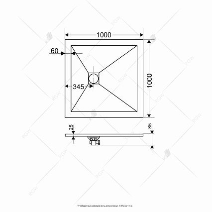 Поддон для душа RGW Stone Tray ST-0100G 100x100 графит