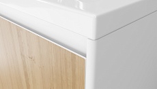 Мебель для ванной Velvex Klaufs 90 см напольная, 2 ящика белый глянец/дерево шатанэ