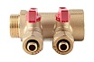 Коллектор с шаровыми кранами PROFACTOR в/н 1" х 2 вых 16 цанга PF MVP 267.2