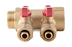 Коллектор с шаровыми кранами PROFACTOR в/н 1&quot; х 2 вых 16 цанга PF MVP 267.2