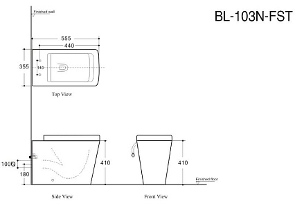 Приставной унитаз Aquanet Rimless Tavr BL-103N-FST