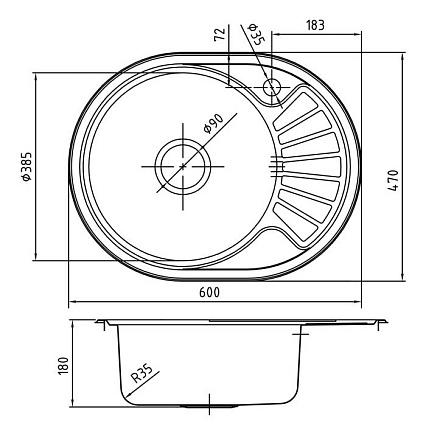 Кухонная мойка Iddis Suno 60 см полированная SUN60PLi77