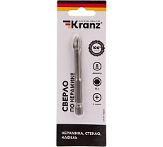 Сверло по стеклу и керамике 8 мм, 4 грани, шестигранный хвостовик Kranz KR-91-0650