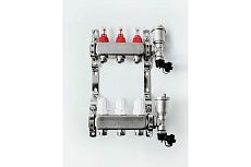 Коллекторная группа с расходомерами Grosseto 1&quot;x3/4&quot; 3 выхода, нержавеющая сталь, 10 бар 2042990