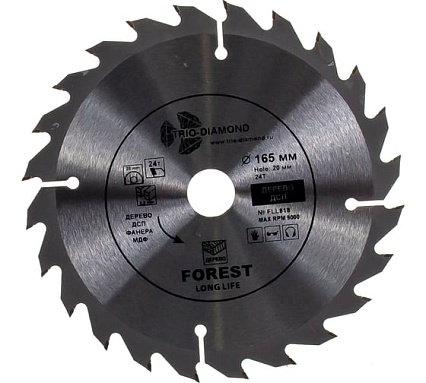 Диск пильный по дереву (165х20 мм; 24Т) TRIO-DIAMOND FLL818