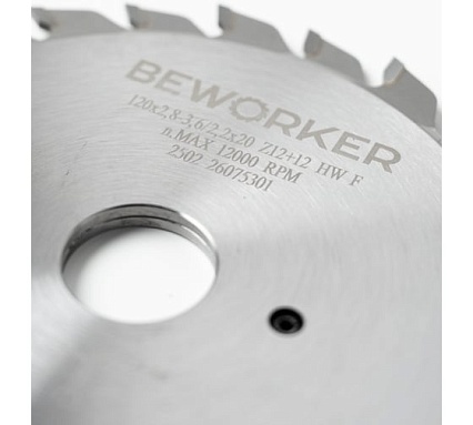 Подрезной пильный диск BeWorker 120x20x2.8-3.6/2.2 Z12+12 HW F TL51503