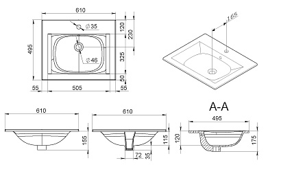 Раковина Am.Pm Spirit V2.0 60 см, арт. M70AWCC0602WG