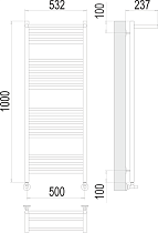 Полотенцесушитель водяной Terminus Аврора П20 500x1000, 4670078529442 c полкой