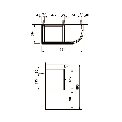 Мебель для ванной Laufen Palace New 90 см R, белый