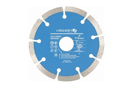 Диск отрезной алмазный сегментный 115x2х22.23 мм Hoegert Technik HT6D750