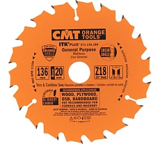 Диск пильный по дереву (136х20/10х1.5/1.0 мм; Z18) CMT  271.136.18H