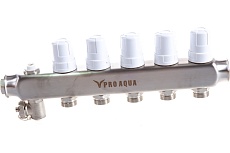 Коллекторный блок с расходомерами PRO AQUA 5 выходов, 330 мм, 1 x 3/4 V500MB.05b