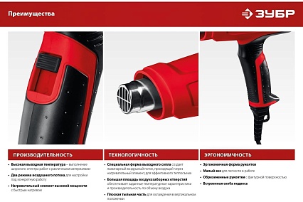 Технический фен Зубр 1600Вт ФТ-1600