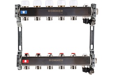 Коллектор из нержавеющей стали Rommer без расходомеров, с клапаном вып. воздуха и сливом, 5 выходов Rms-3201-000005 RG0091LAMUMJ91