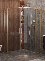 Душевой уголок Cezares MOLVENO-R-22-100+30-C-BORO-IV 130x130 прозрачный, брашированное золото