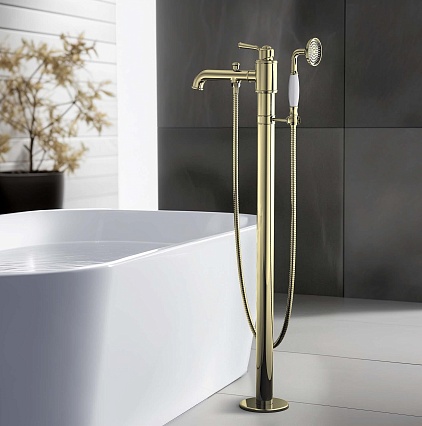 Напольный смеситель Aquatek Классик AQ1545PG полированное золото