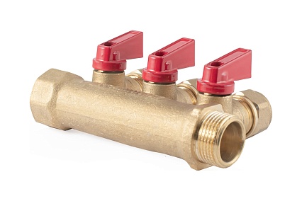 Коллектор с шаровыми кранами PROFACTOR в/н 3/4" х 3 вых 16 цанга PF MVP 266.3