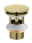 Донный клапан Aquatek AQ6002PG с переливом, Push-open, полированное золото