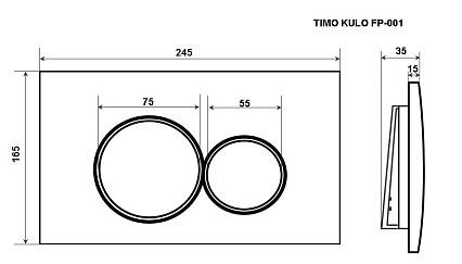 Кнопка смыва Timo Kulo FP-001MB матовый черный