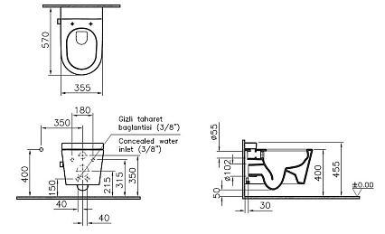 Подвесной унитаз VitrA Nest 5176B003-6233 с функцией биде