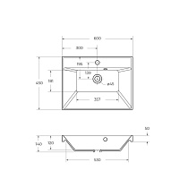 Раковина BelBagno Marino 60 BB600/450-LV-ART-AST-NERO