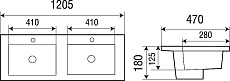 Раковина WeltWasser DEILBACH 7506-1202 MT- BL 120 см, 10000005570 двойная, черный матовый