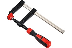 Столярная F-образная струбцина Deli dl110830z усиленная, 300x80 мм, максимальное усилие зажима 3000 Н, резьба 14 мм, штанга 6 мм 112049