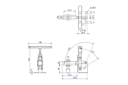 Прижим с вертикальной т-образной рукояткой WOODWORK усилие 340 кг GH-12285