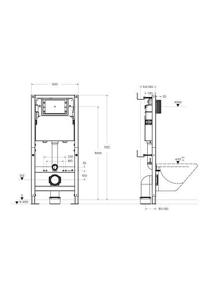 Инсталляция для унитаза BelBagno BB-109-M-C сборная из двух частей