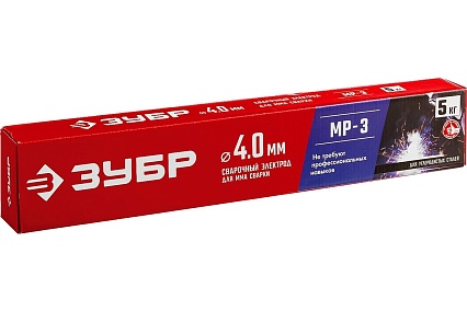Электроды сварочные Зубр МР-3, с рутиловым покрытием, 4х450 мм, 5 кг 40015-4.0