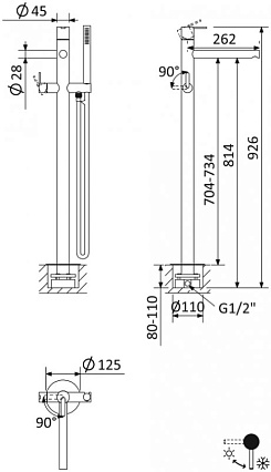 Напольный смеситель Cezares Leaf LEAF-VDP-01 с душем, хром