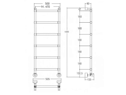 Полотенцесушитель водяной Margaroli Sole 370-442-6 хром