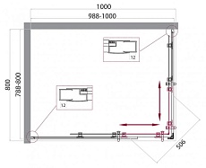 Душевой уголок BelBagno UNO-195-AH-2-100/80-P-Cr 100x80 рифленый