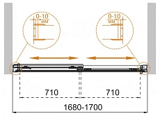 Шторка для ванны Cezares TANDEM-SOFT-VF-2-170/145-C-Cr-IV 170x145 прозрачная