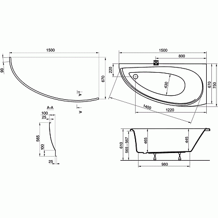 Акриловая ванна Ravak Avocado 150x75см R CS01000000