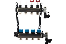 Коллекторная группа с расходомерами Federica Bugatti FB 1&quot;x3/4&quot; 4 выхода, нержавейка 2015355